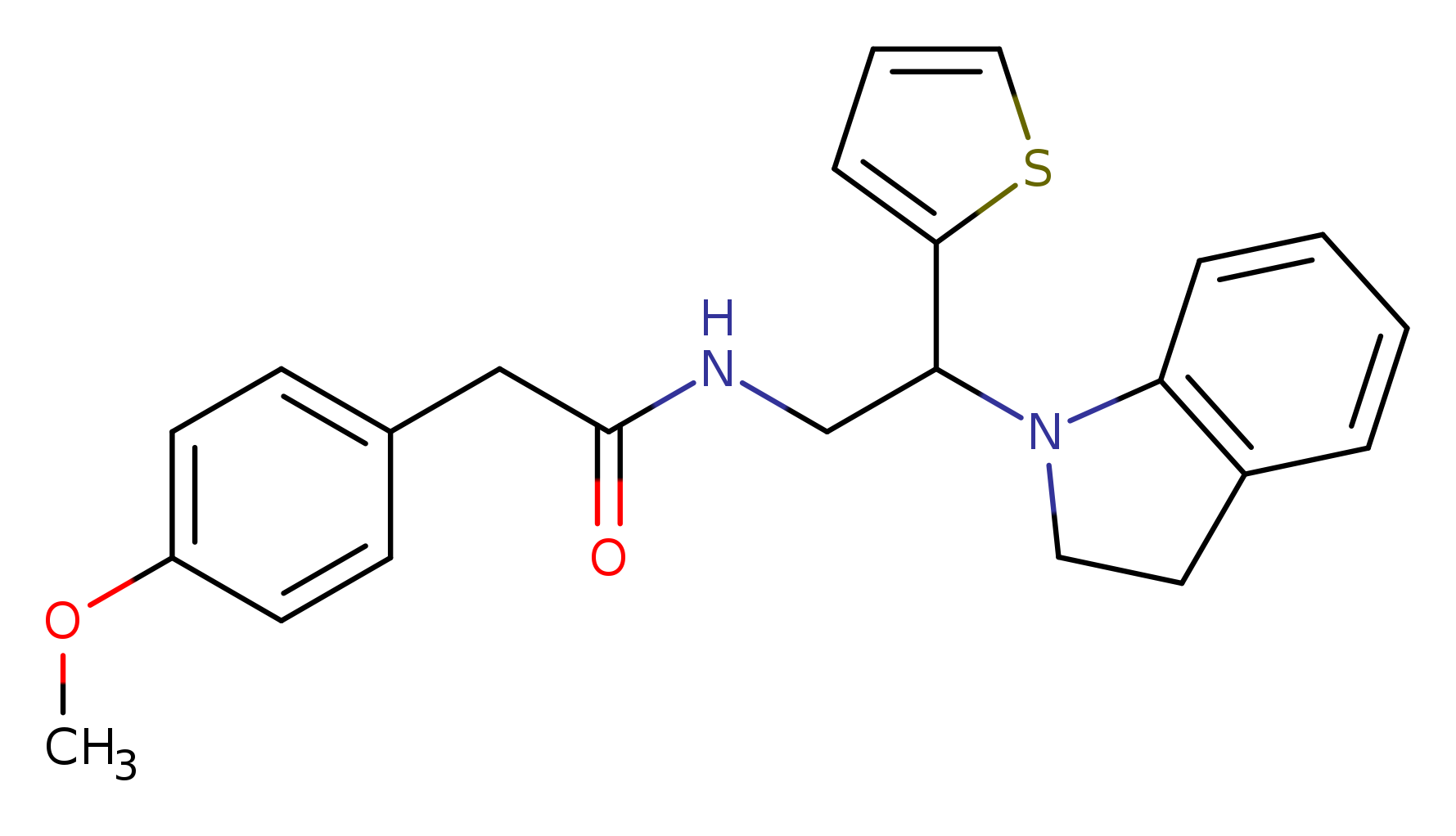 N-[2-(2,3-dihydro-1H-indol-1-yl)-2-(thiophen-2-yl)ethyl]-2-(4-methoxyphenyl)acetamide