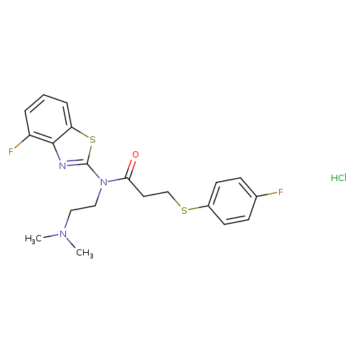 N-[2-(dimethylamino)ethyl]-N-(4-fluoro-1,3-benzothiazol-2-yl)-3-[(4-fluorophenyl)sulfanyl]propanamide hydrochloride