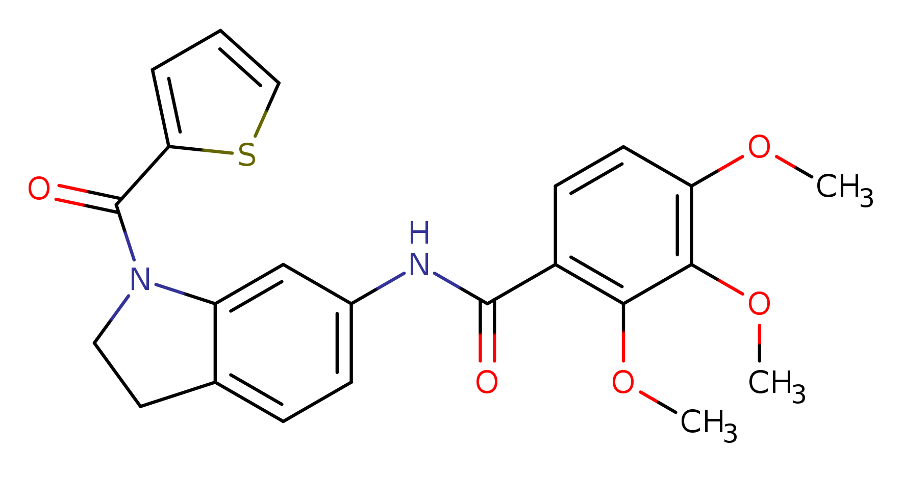 2,3,4-trimethoxy-N-[1-(thiophene-2-carbonyl)-2,3-dihydro-1H-indol-6-yl]benzamide