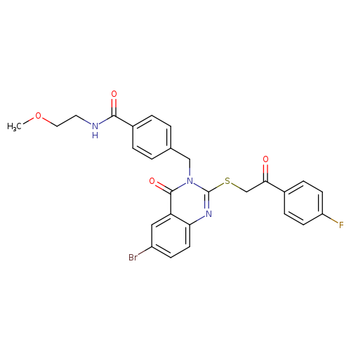 4-[(6-bromo-2-{[2-(4-fluorophenyl)-2-oxoethyl]sulfanyl}-4-oxo-3,4-dihydroquinazolin-3-yl)methyl]-N-(2-methoxyethyl)benzamide