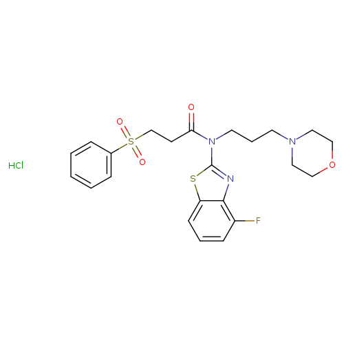3-(benzenesulfonyl)-N-(4-fluoro-1,3-benzothiazol-2-yl)-N-[3-(morpholin-4-yl)propyl]propanamide hydrochloride