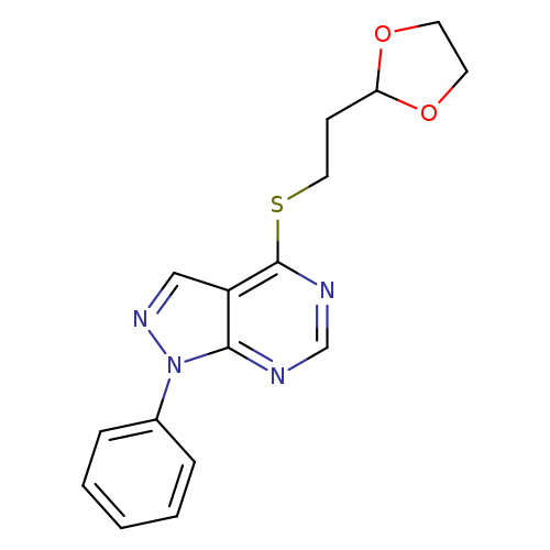 4-{[2-(1,3-dioxolan-2-yl)ethyl]sulfanyl}-1-phenyl-1H-pyrazolo[3,4-d]pyrimidine