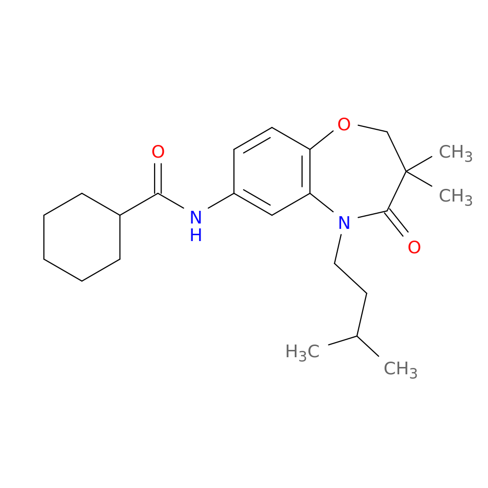 N-[3,3-dimethyl-5-(3-methylbutyl)-4-oxo-2,3,4,5-tetrahydro-1,5-benzoxazepin-7-yl]cyclohexanecarboxamide
