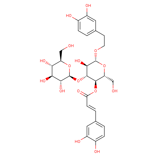 (E)-(2R,3R,4R,5R,6R)-6-(3,4-Dihydroxyphenethoxy)-5-hydroxy-2-(hydroxymethyl)-4-(((2S,3R,4S,5S,6R)-3,4,5-trihydroxy-6-(hydroxymethyl)tetrahydro-2H-pyran-2-yl)oxy)tetrahydro-2H-pyran-3-yl 3-(3,4-dihydroxyphenyl)acrylate