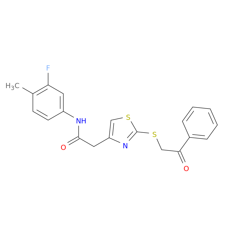N-(3-fluoro-4-methylphenyl)-2-{2-[(2-oxo-2-phenylethyl)sulfanyl]-1,3-thiazol-4-yl}acetamide