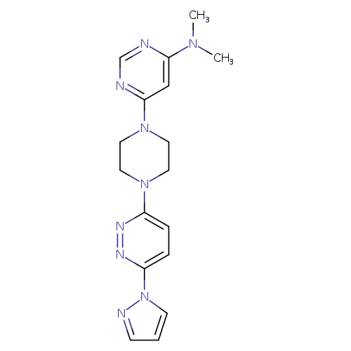 N,N-dimethyl-6-{4-[6-(1H-pyrazol-1-yl)pyridazin-3-yl]piperazin-1-yl}pyrimidin-4-amine