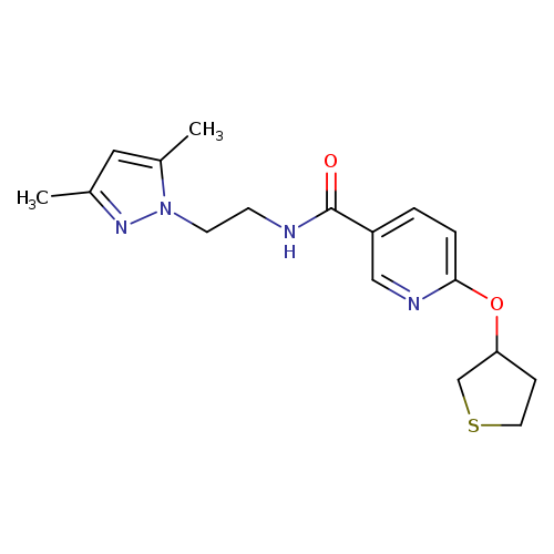 N-[2-(3,5-dimethyl-1H-pyrazol-1-yl)ethyl]-6-(thiolan-3-yloxy)pyridine-3-carboxamide