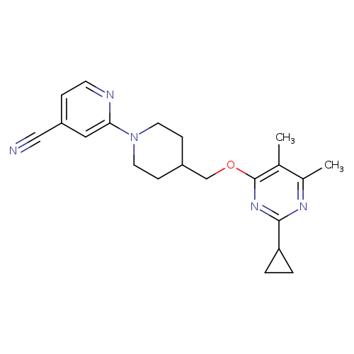 2-(4-{[(2-cyclopropyl-5,6-dimethylpyrimidin-4-yl)oxy]methyl}piperidin-1-yl)pyridine-4-carbonitrile