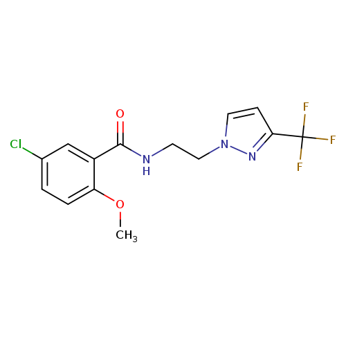 5-chloro-2-methoxy-N-{2-[3-(trifluoromethyl)-1H-pyrazol-1-yl]ethyl}benzamide