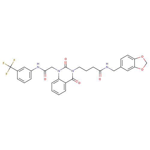 N-[(2H-1,3-benzodioxol-5-yl)methyl]-4-[2,4-dioxo-1-({[3-(trifluoromethyl)phenyl]carbamoyl}methyl)-1,2,3,4-tetrahydroquinazolin-3-yl]butanamide