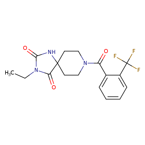 3-ethyl-8-[2-(trifluoromethyl)benzoyl]-1,3,8-triazaspiro[4.5]decane-2,4-dione