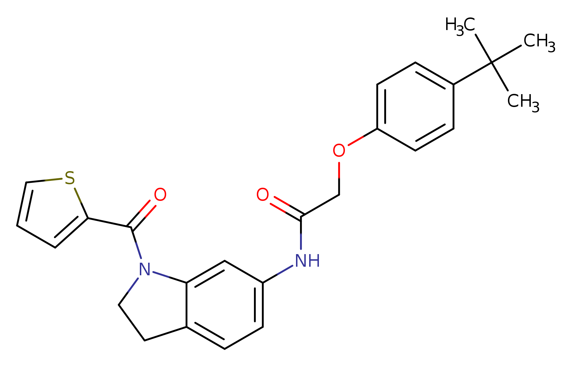 2-(4-tert-butylphenoxy)-N-[1-(thiophene-2-carbonyl)-2,3-dihydro-1H-indol-6-yl]acetamide