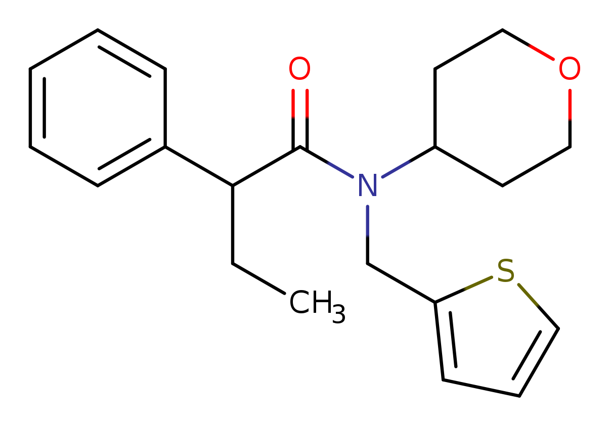 N-(oxan-4-yl)-2-phenyl-N-[(thiophen-2-yl)methyl]butanamide