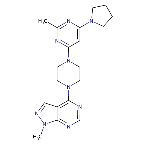 2-methyl-4-(4-{1-methyl-1H-pyrazolo[3,4-d]pyrimidin-4-yl}piperazin-1-yl)-6-(pyrrolidin-1-yl)pyrimidine