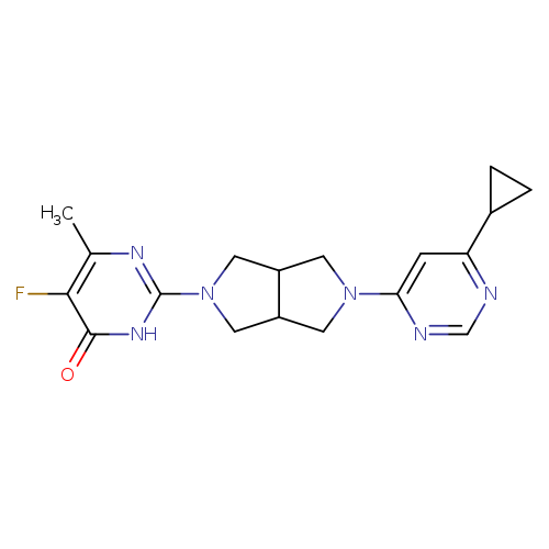 2-[5-(6-cyclopropylpyrimidin-4-yl)-octahydropyrrolo[3,4-c]pyrrol-2-yl]-5-fluoro-6-methyl-3,4-dihydropyrimidin-4-one