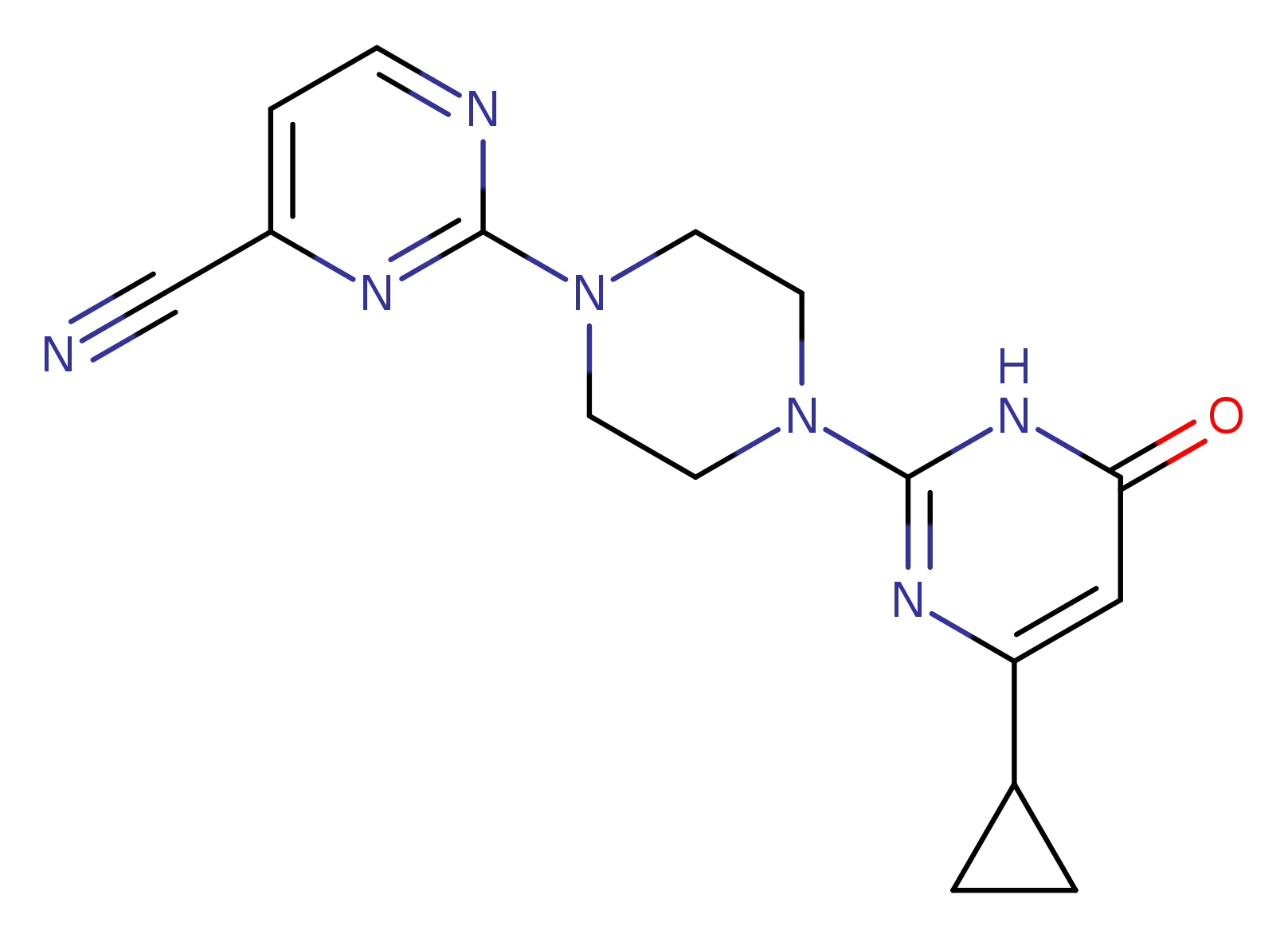 2-[4-(4-cyclopropyl-6-oxo-1,6-dihydropyrimidin-2-yl)piperazin-1-yl]pyrimidine-4-carbonitrile