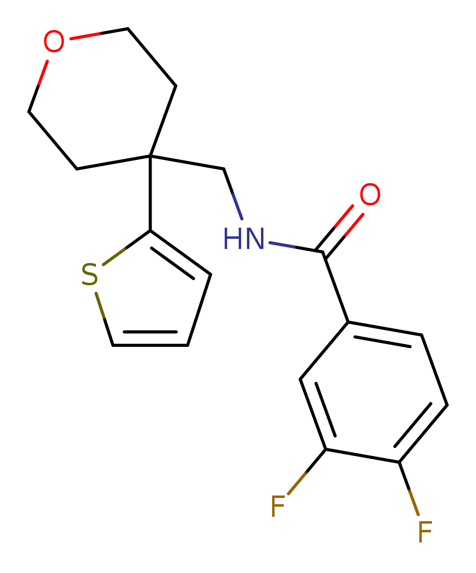 3,4-difluoro-N-{[4-(thiophen-2-yl)oxan-4-yl]methyl}benzamide