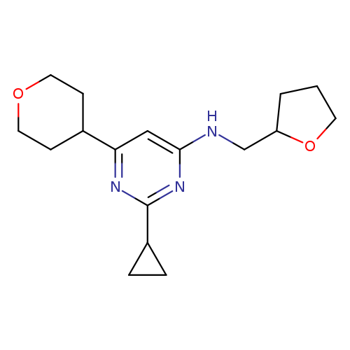 2-cyclopropyl-6-(oxan-4-yl)-N-[(oxolan-2-yl)methyl]pyrimidin-4-amine