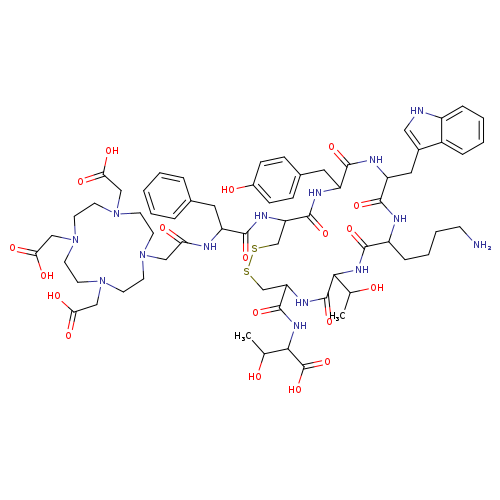 L-Threonine, N-[[4,7,10-tris(carboxymethyl)-1,4,7,10-tetraazacyclododec-1-yl]acetyl]-D-phenylalanyl-L-cysteinyl-L-tyrosyl-D-tryptophyl-L-lysyl-L-threonyl-L-cysteinyl-, cyclic (2→7)-disulfide, acetate (salt) (9CI)
