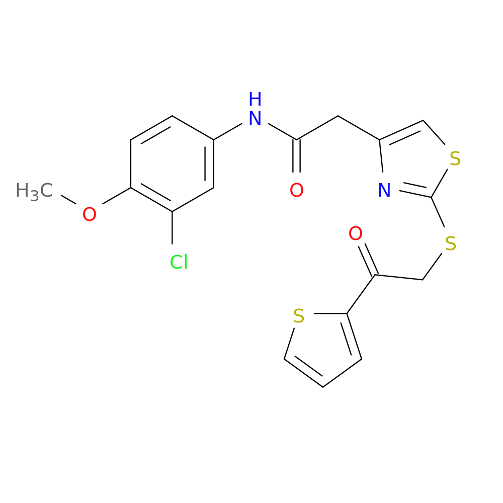 N-(3-chloro-4-methoxyphenyl)-2-(2-{[2-oxo-2-(thiophen-2-yl)ethyl]sulfanyl}-1,3-thiazol-4-yl)acetamide