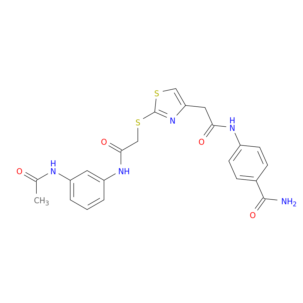 4-{2-[2-({[(3-acetamidophenyl)carbamoyl]methyl}sulfanyl)-1,3-thiazol-4-yl]acetamido}benzamide