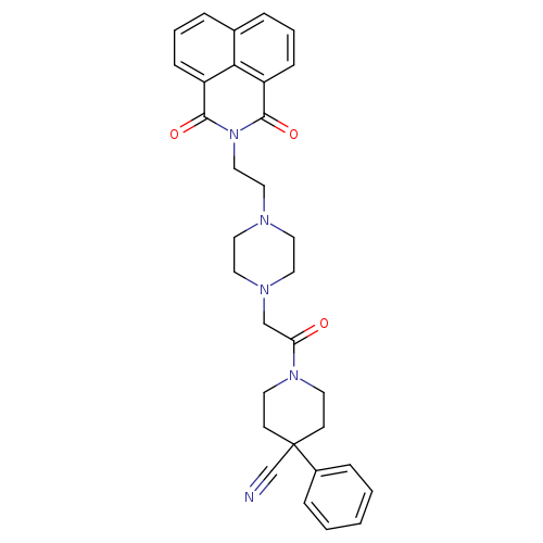 1-{2-[4-(2-{2,4-dioxo-3-azatricyclo[7.3.1.0^{5,13}]trideca-1(13),5,7,9,11-pentaen-3-yl}ethyl)piperazin-1-yl]acetyl}-4-phenylpiperidine-4-carbonitrile