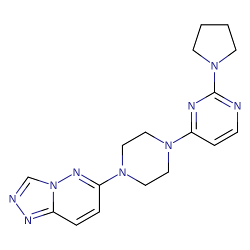 2-(pyrrolidin-1-yl)-4-(4-{[1,2,4]triazolo[4,3-b]pyridazin-6-yl}piperazin-1-yl)pyrimidine