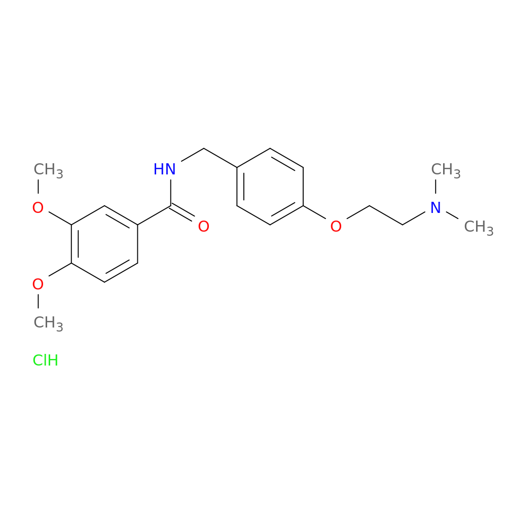 Benzamide, N-[[4-[2-(dimethylamino)ethoxy]phenyl]methyl]-3,4-dimethoxy-, hydrochloride (1:1)