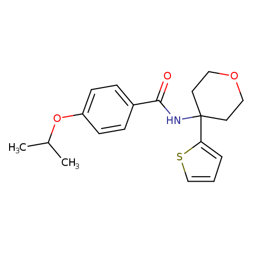 4-(propan-2-yloxy)-N-[4-(thiophen-2-yl)oxan-4-yl]benzamide
