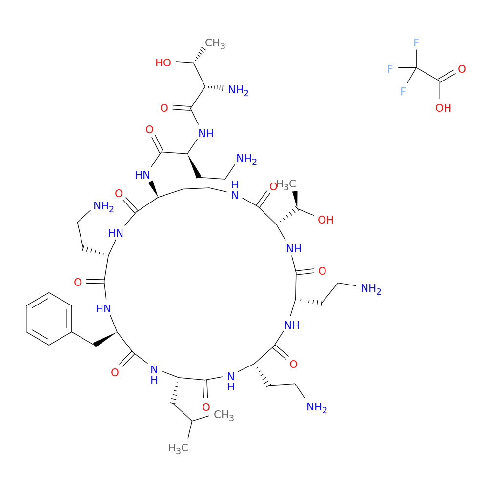 (2S,3R)-2-Amino-N-((S)-4-amino-1-oxo-1-(((3S,6S,9S,12S,15R,18S,21S)-6,9,18-tris(2-aminoethyl)-15-benzyl-3-((R)-1-hydroxyethyl)-12-isobutyl-2,5,8,11,14,17,20-heptaoxo-1,4,7,10,13,16,19-heptaazacyclotricosan-21-yl)amino)butan-2-yl)-3-hydroxybutanamide 2,2,2-trifluoroacetate