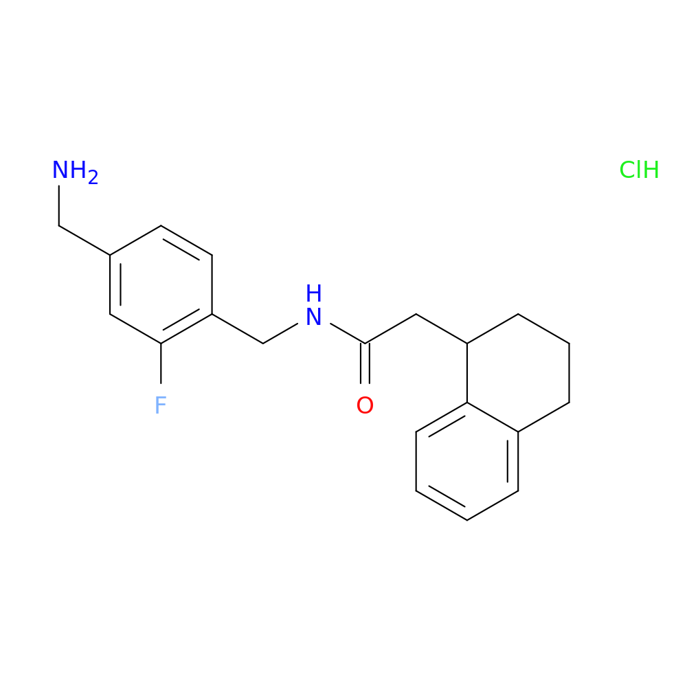 N-{[4-(aminomethyl)-2-fluorophenyl]methyl}-2-(1,2,3,4-tetrahydronaphthalen-1-yl)acetamide hydrochloride