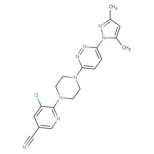 5-chloro-6-{4-[6-(3,5-dimethyl-1H-pyrazol-1-yl)pyridazin-3-yl]piperazin-1-yl}pyridine-3-carbonitrile