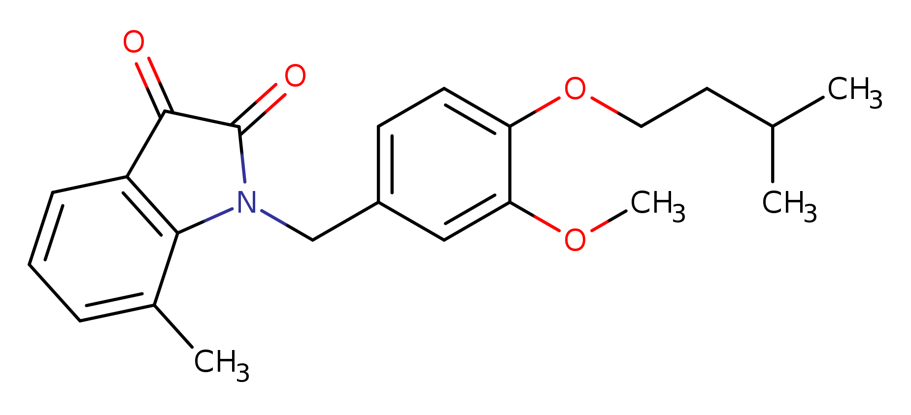 1-{[3-methoxy-4-(3-methylbutoxy)phenyl]methyl}-7-methyl-2,3-dihydro-1H-indole-2,3-dione
