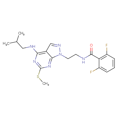 2,6-difluoro-N-(2-{4-[(2-methylpropyl)amino]-6-(methylsulfanyl)-1H-pyrazolo[3,4-d]pyrimidin-1-yl}ethyl)benzamide