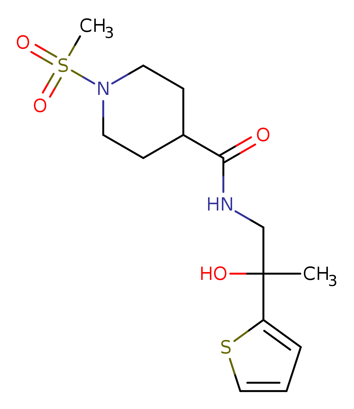 N-[2-hydroxy-2-(thiophen-2-yl)propyl]-1-methanesulfonylpiperidine-4-carboxamide