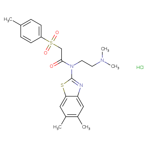 N-(5,6-dimethyl-1,3-benzothiazol-2-yl)-N-[2-(dimethylamino)ethyl]-2-(4-methylbenzenesulfonyl)acetamide hydrochloride