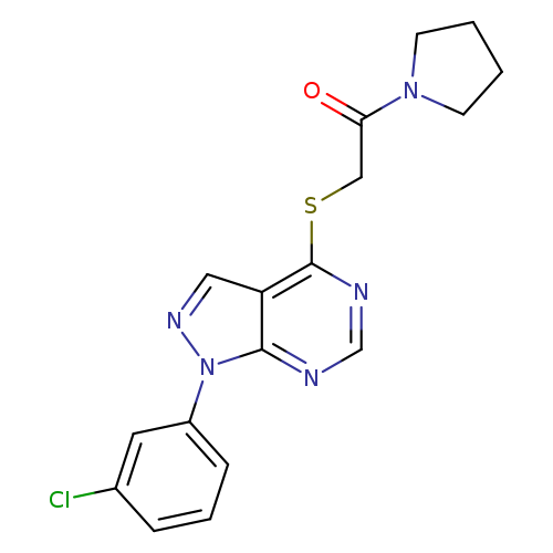 2-{[1-(3-chlorophenyl)-1H-pyrazolo[3,4-d]pyrimidin-4-yl]sulfanyl}-1-(pyrrolidin-1-yl)ethan-1-one