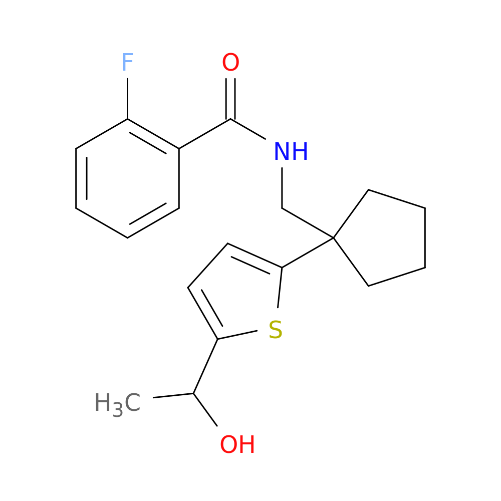 2-fluoro-N-({1-[5-(1-hydroxyethyl)thiophen-2-yl]cyclopentyl}methyl)benzamide