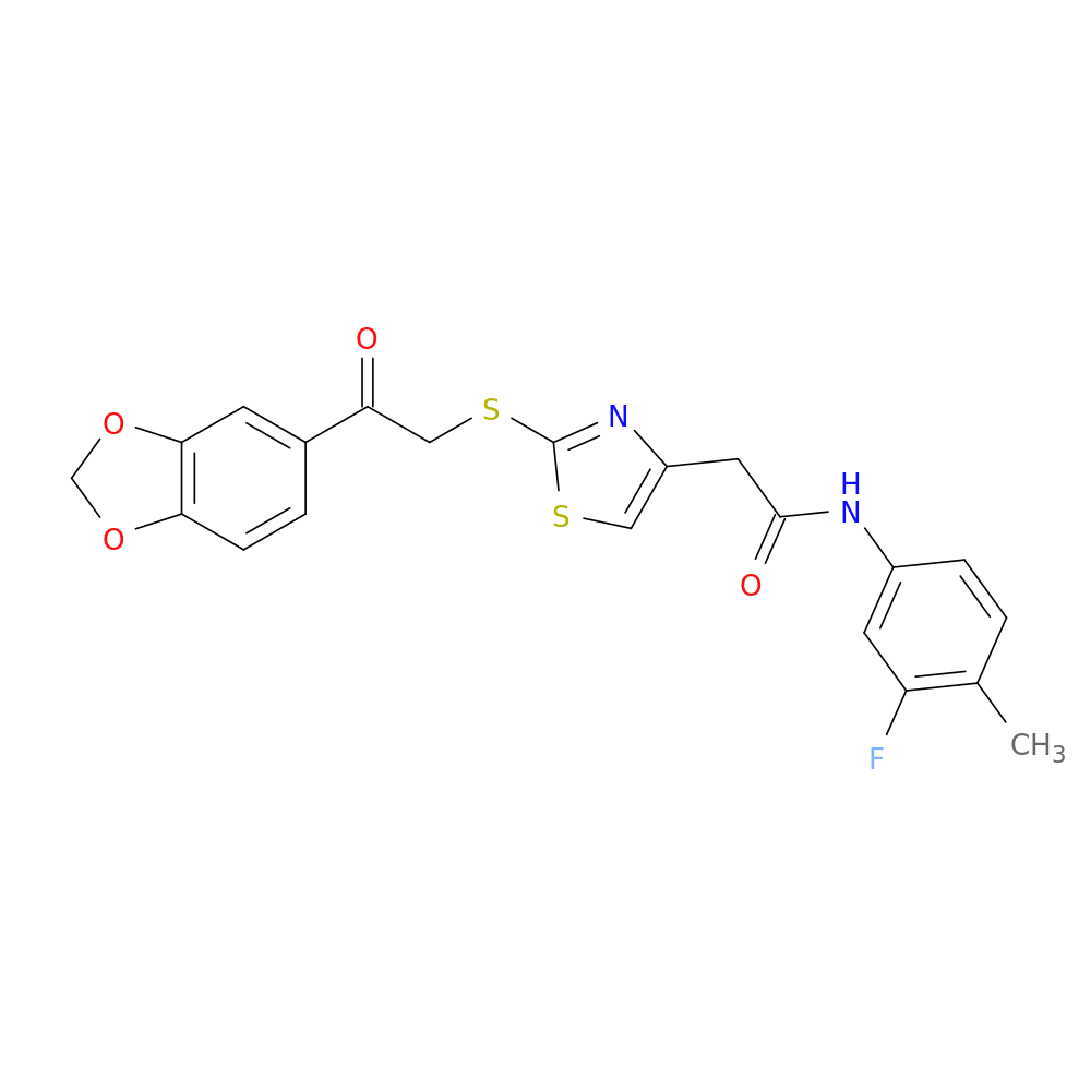 2-(2-{[2-(2H-1,3-benzodioxol-5-yl)-2-oxoethyl]sulfanyl}-1,3-thiazol-4-yl)-N-(3-fluoro-4-methylphenyl)acetamide