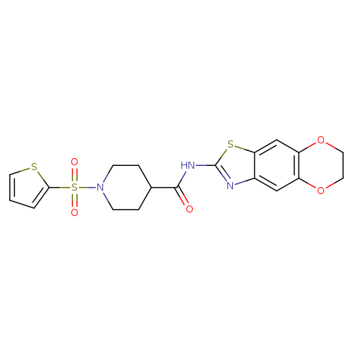 N-{10,13-dioxa-4-thia-6-azatricyclo[7.4.0.0^{3,7}]trideca-1,3(7),5,8-tetraen-5-yl}-1-(thiophene-2-sulfonyl)piperidine-4-carboxamide