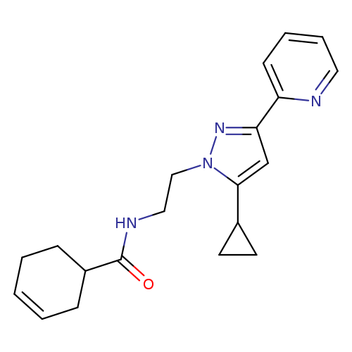 N-{2-[5-cyclopropyl-3-(pyridin-2-yl)-1H-pyrazol-1-yl]ethyl}cyclohex-3-ene-1-carboxamide