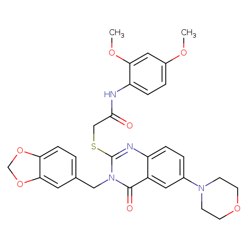 2-({3-[(2H-1,3-benzodioxol-5-yl)methyl]-6-(morpholin-4-yl)-4-oxo-3,4-dihydroquinazolin-2-yl}sulfanyl)-N-(2,4-dimethoxyphenyl)acetamide