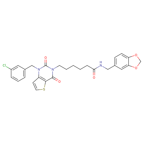 N-[(2H-1,3-benzodioxol-5-yl)methyl]-6-{1-[(3-chlorophenyl)methyl]-2,4-dioxo-1H,2H,3H,4H-thieno[3,2-d]pyrimidin-3-yl}hexanamide
