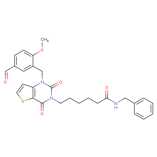 N-benzyl-6-{1-[(5-formyl-2-methoxyphenyl)methyl]-2,4-dioxo-1H,2H,3H,4H-thieno[3,2-d]pyrimidin-3-yl}hexanamide
