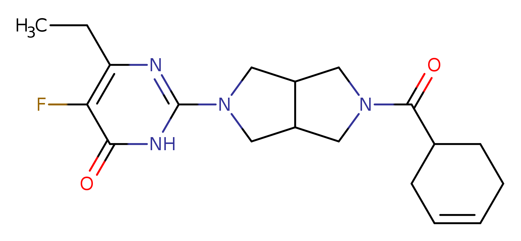 2-[5-(cyclohex-3-ene-1-carbonyl)-octahydropyrrolo[3,4-c]pyrrol-2-yl]-6-ethyl-5-fluoro-3,4-dihydropyrimidin-4-one