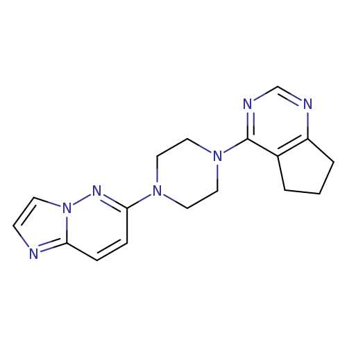 1-{5H,6H,7H-cyclopenta[d]pyrimidin-4-yl}-4-{imidazo[1,2-b]pyridazin-6-yl}piperazine