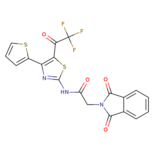 2-(1,3-dioxo-2,3-dihydro-1H-isoindol-2-yl)-N-[4-(thiophen-2-yl)-5-(2,2,2-trifluoroacetyl)-1,3-thiazol-2-yl]acetamide