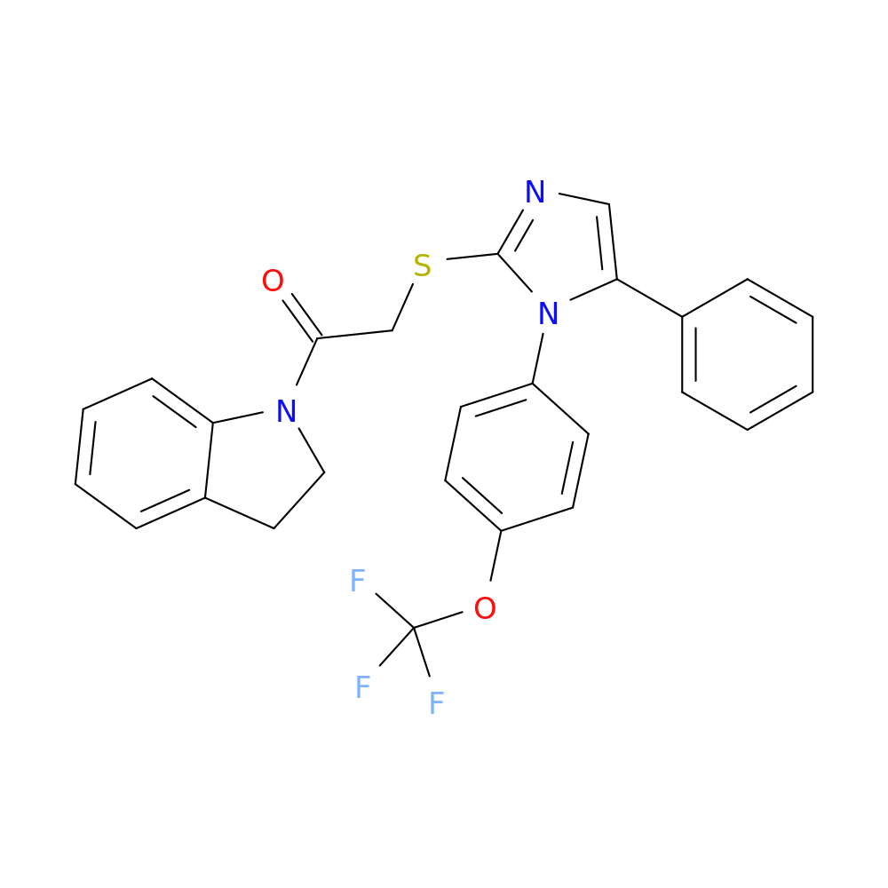 1-(2,3-dihydro-1H-indol-1-yl)-2-({5-phenyl-1-[4-(trifluoromethoxy)phenyl]-1H-imidazol-2-yl}sulfanyl)ethan-1-one