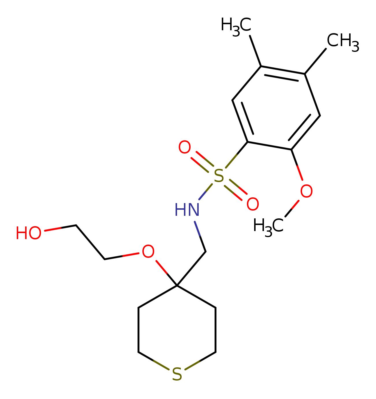 N-{[4-(2-hydroxyethoxy)thian-4-yl]methyl}-2-methoxy-4,5-dimethylbenzene-1-sulfonamide
