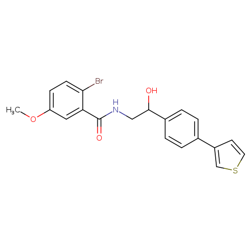 2-bromo-N-{2-hydroxy-2-[4-(thiophen-3-yl)phenyl]ethyl}-5-methoxybenzamide